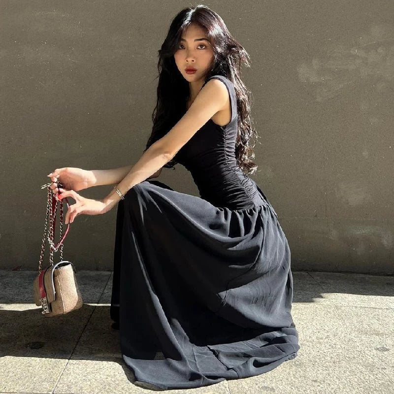 Robes longues sexy pour femmes, moulantes et froncées