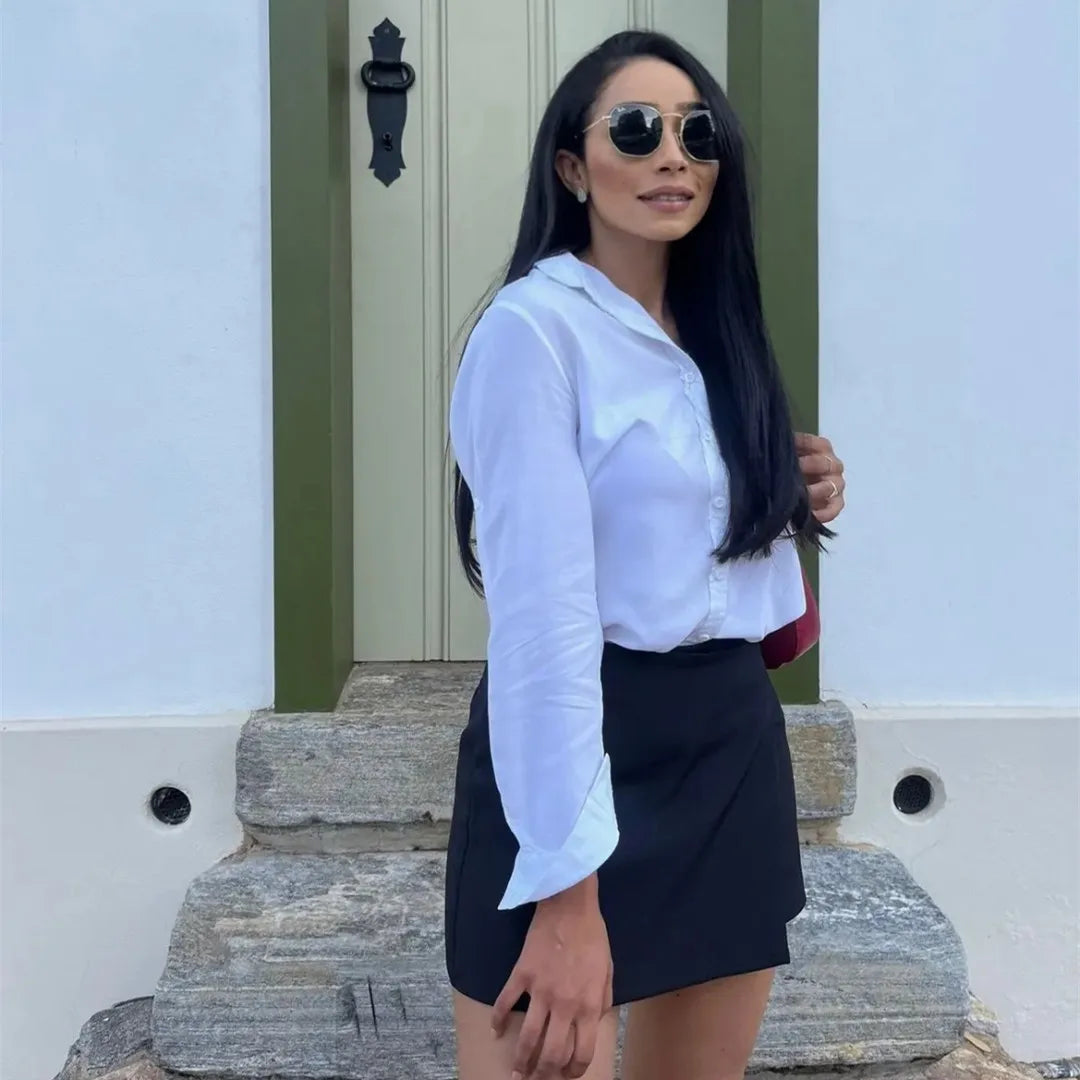 Women Black High Waist Mini Skirt