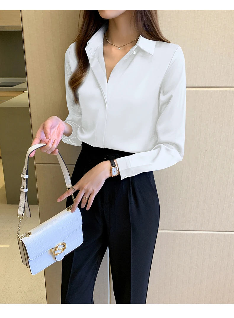 Chemise vintage à manches longues pour femme