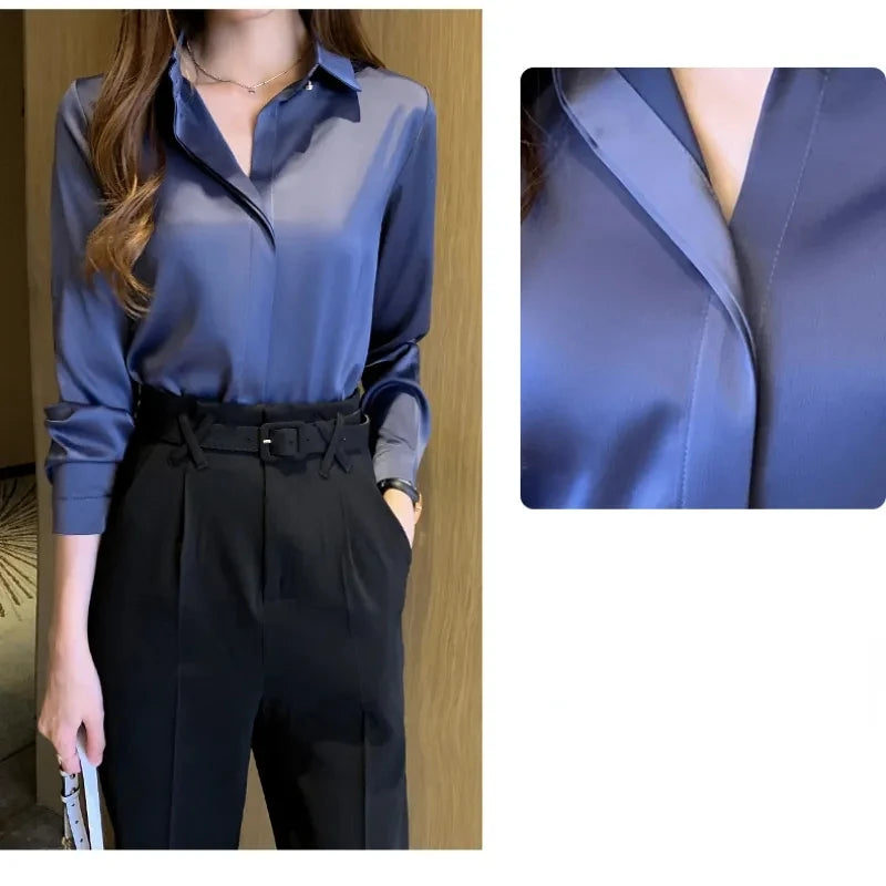 Chemise vintage à manches longues pour femme