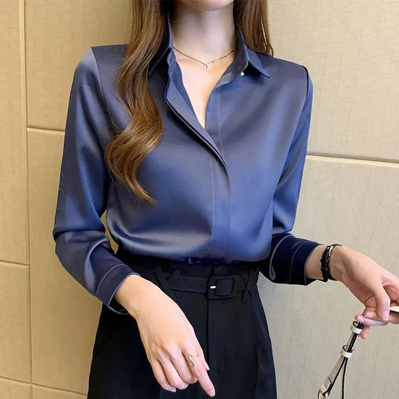 Chemise vintage à manches longues pour femme