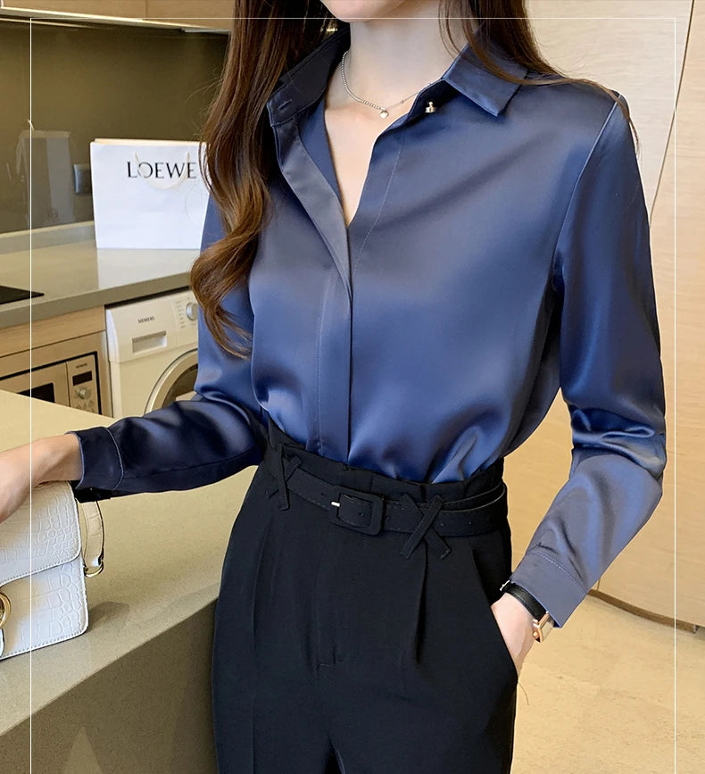 Chemise vintage à manches longues pour femme