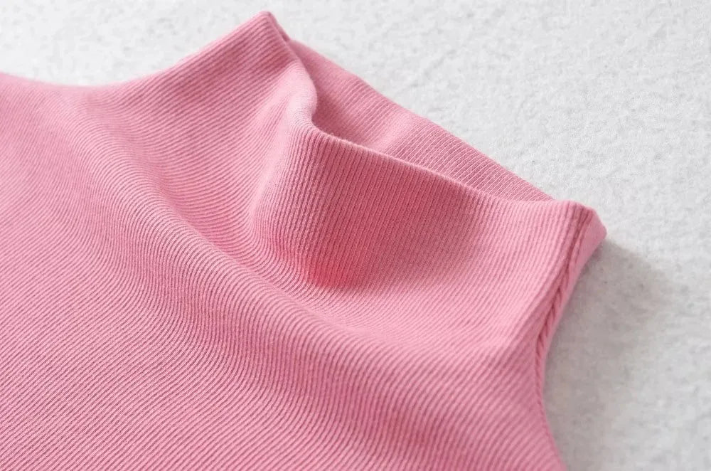 Women Summer Turtleneck Sleeveless T-Shirts Tops