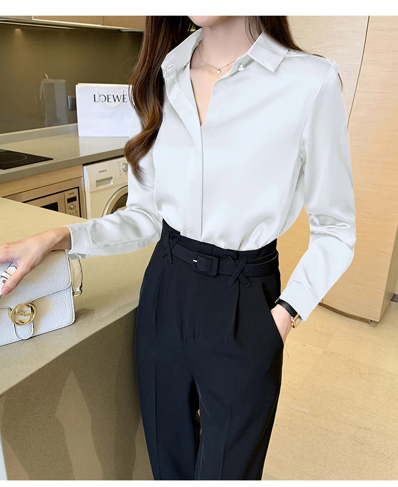 Chemise vintage à manches longues pour femme