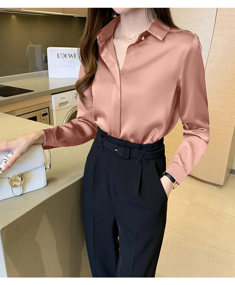 Chemise vintage à manches longues pour femme