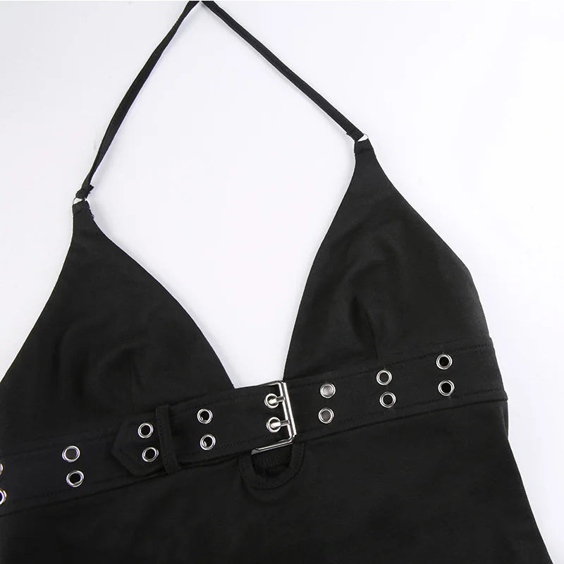 Crop Top Black Backless