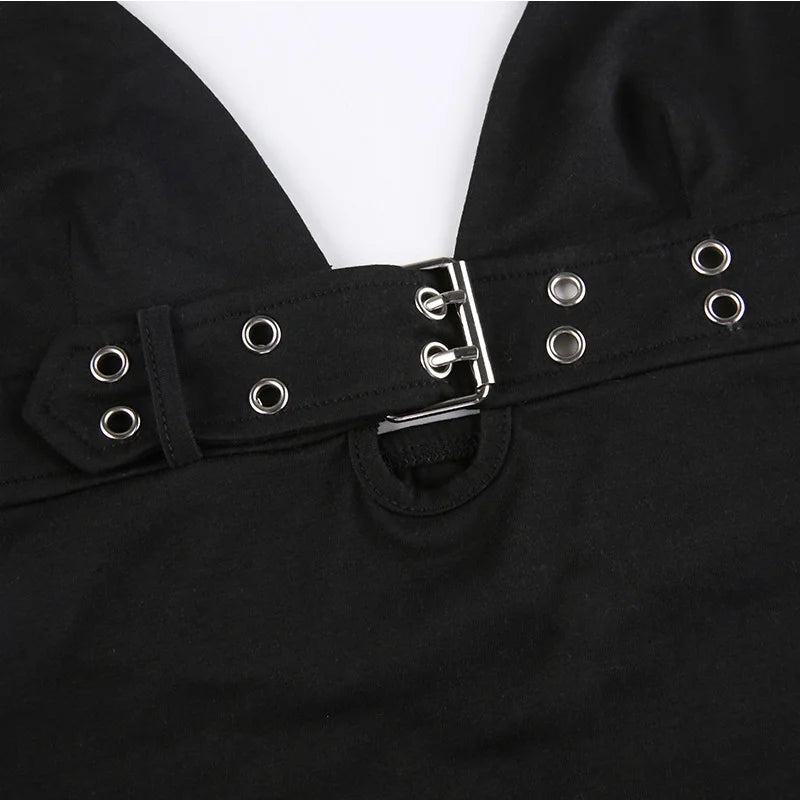 Crop Top Black Backless