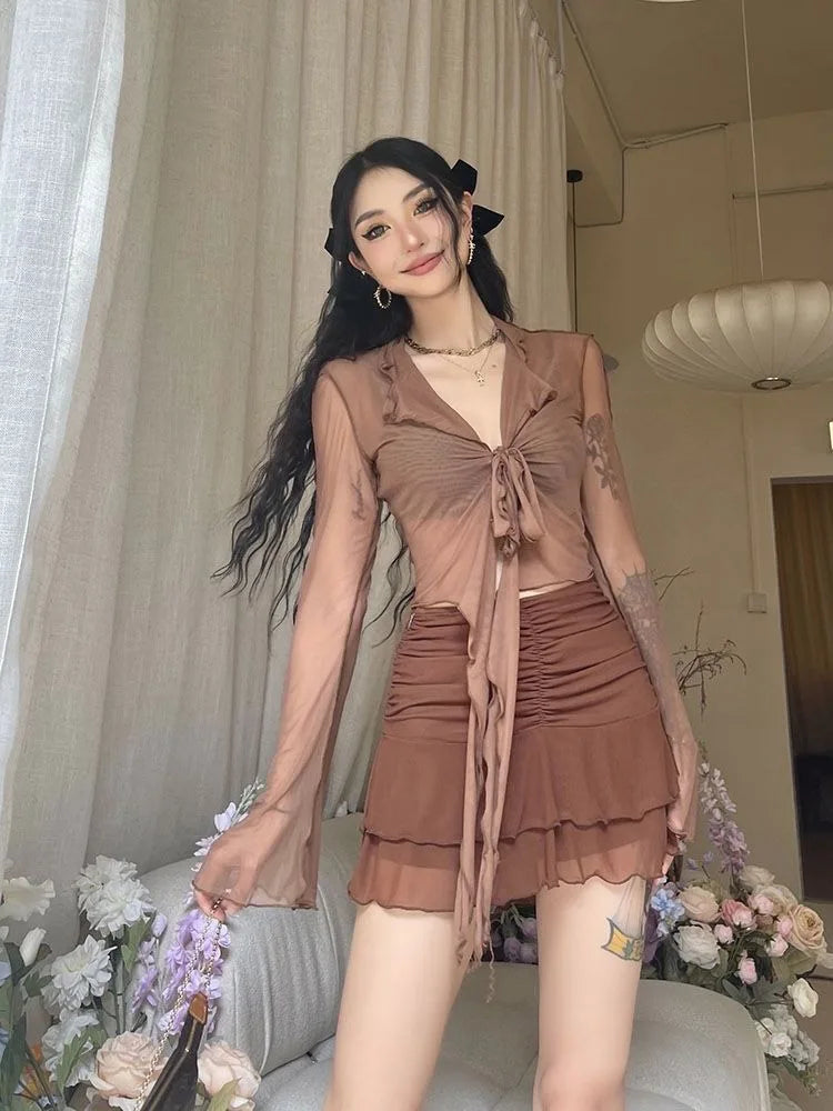 Long Flare Sleeve Blouses