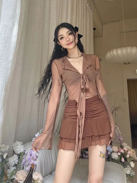 Long Flare Sleeve Blouses