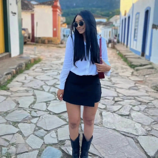 Women Black High Waist Mini Skirt