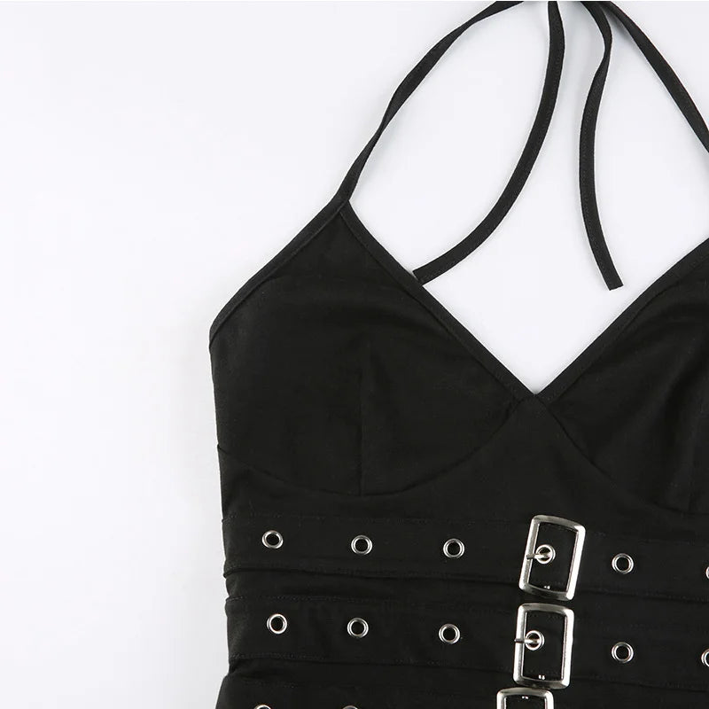 Crop Top Black Backless
