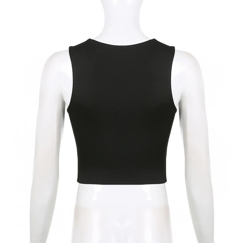 Sleeveless  Collar Crop Top