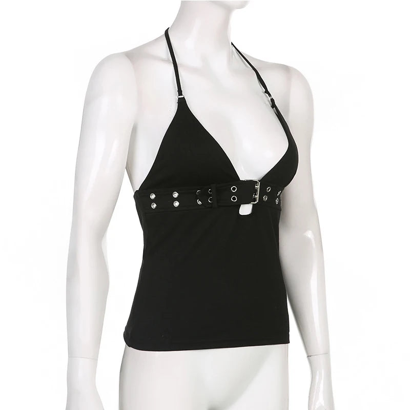 Crop Top Black Backless