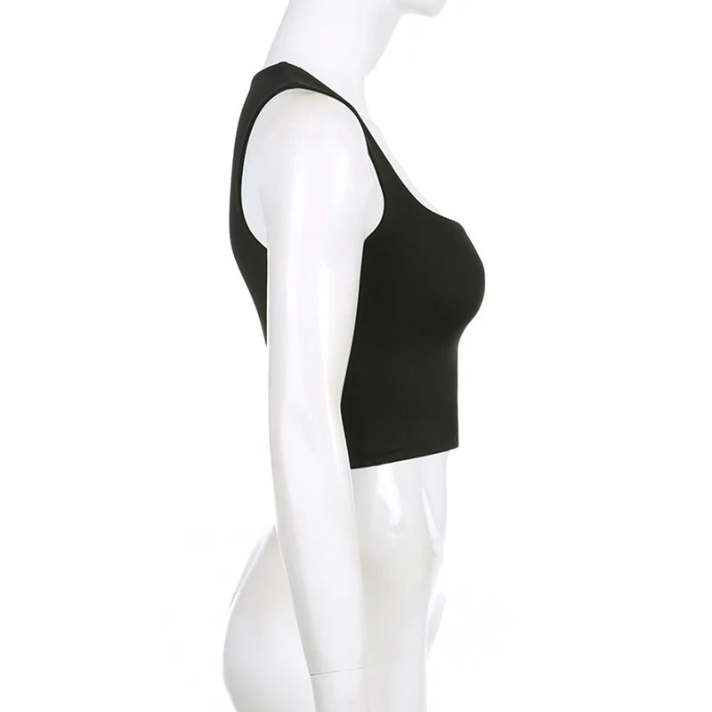 Sleeveless  Collar Crop Top