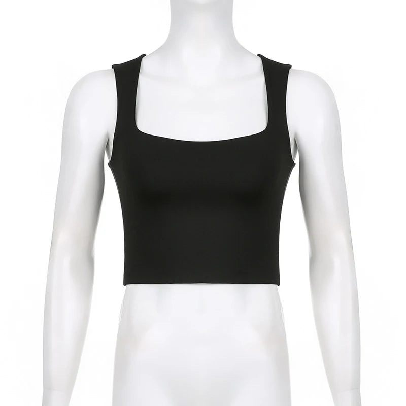 Sleeveless  Collar Crop Top