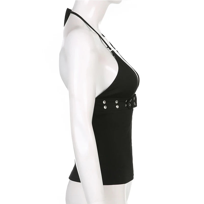 Crop Top Black Backless