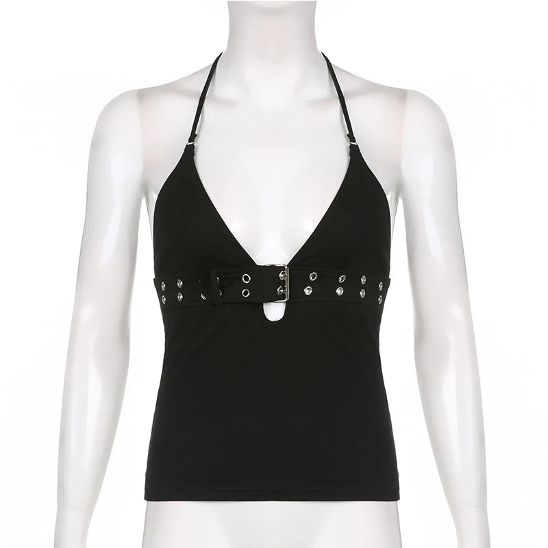 Crop Top Black Backless