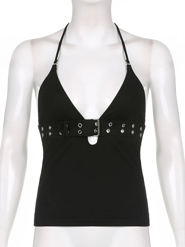 Crop Top Black Backless