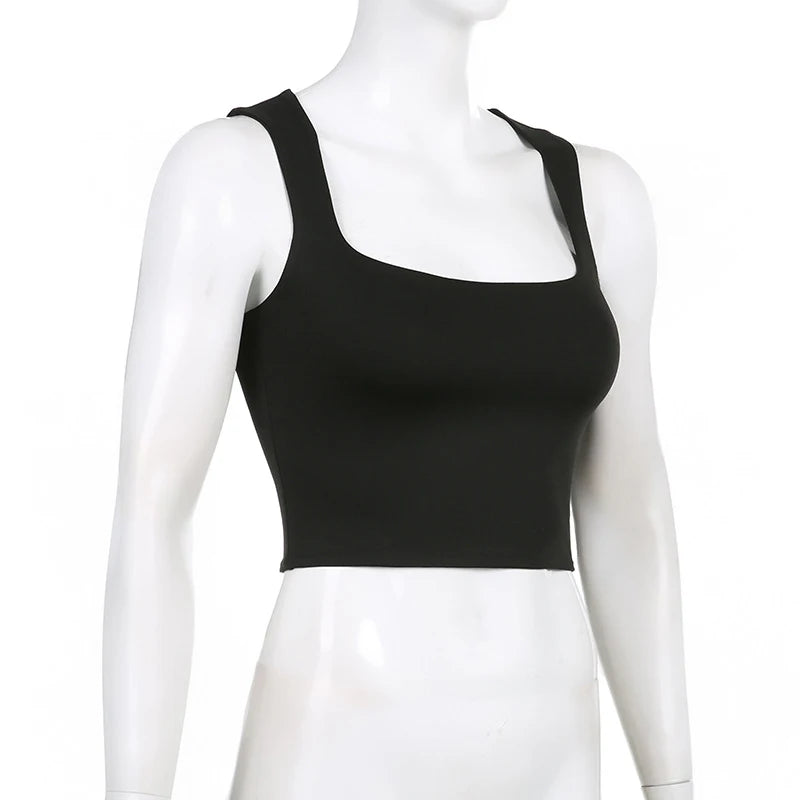 Sleeveless  Collar Crop Top